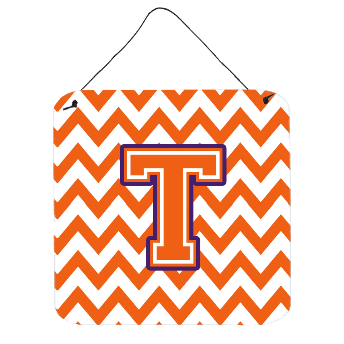 CarolineS Treasures Chevron Orange And Regalia Letter T Wall Or Door Hanging Prints Cj1062Tds66, 6 Inch  Inch  H X 6 Inch  Inch  W