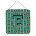CarolineS Treasures Football Aqua, Orange And Marine Blue Letter F Wall Or Door Hanging Prints Cj1063Fds66, 6 Inch  Inch  H X 6 Inch  Inch  W