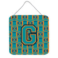CarolineS Treasures Football Aqua, Orange And Marine Blue Letter G Wall Or Door Hanging Prints Cj1063Gds66, 6 Inch  Inch  H X 6 Inch  Inch  W