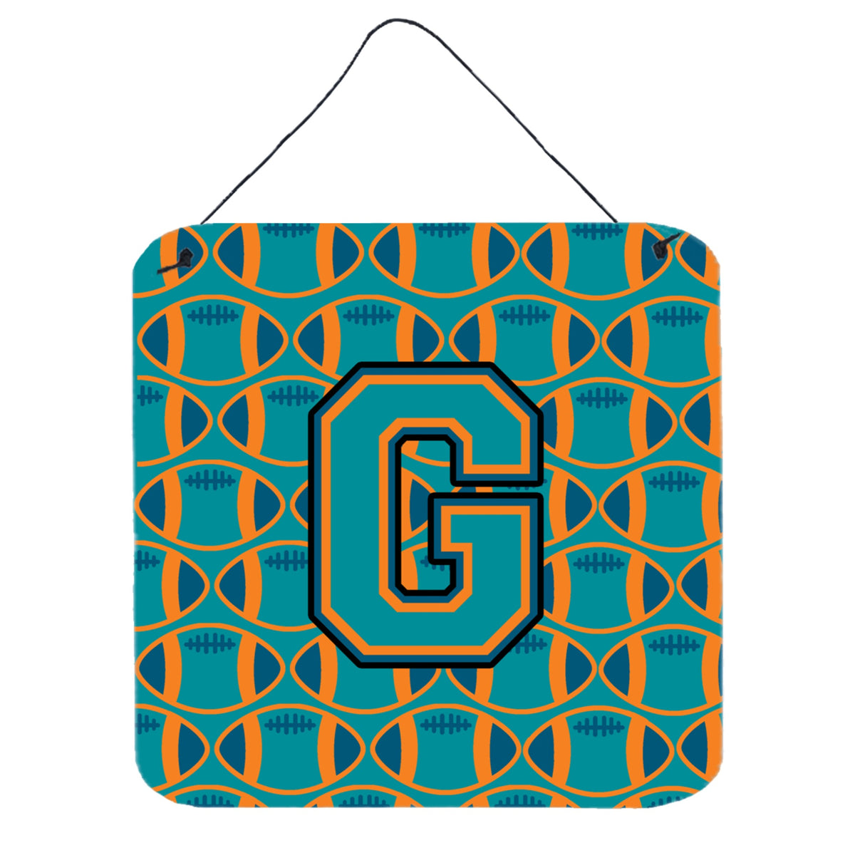 CarolineS Treasures Football Aqua, Orange And Marine Blue Letter G Wall Or Door Hanging Prints Cj1063Gds66, 6 Inch  Inch  H X 6 Inch  Inch  W