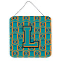 CarolineS Treasures Football Aqua, Orange And Marine Blue Letter L Wall Or Door Hanging Prints Cj1063Lds66, 6 Inch  Inch  H X 6 Inch  Inch  W