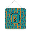 CarolineS Treasures Football Aqua, Orange And Marine Blue Letter Q Wall Or Door Hanging Prints Cj1063Qds66, 6 Inch  Inch  H X 6 Inch  Inch  W
