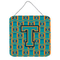 CarolineS Treasures Football Aqua, Orange And Marine Blue Letter T Wall Or Door Hanging Prints Cj1063Tds66, 6 Inch  Inch  H X 6 Inch  Inch  W