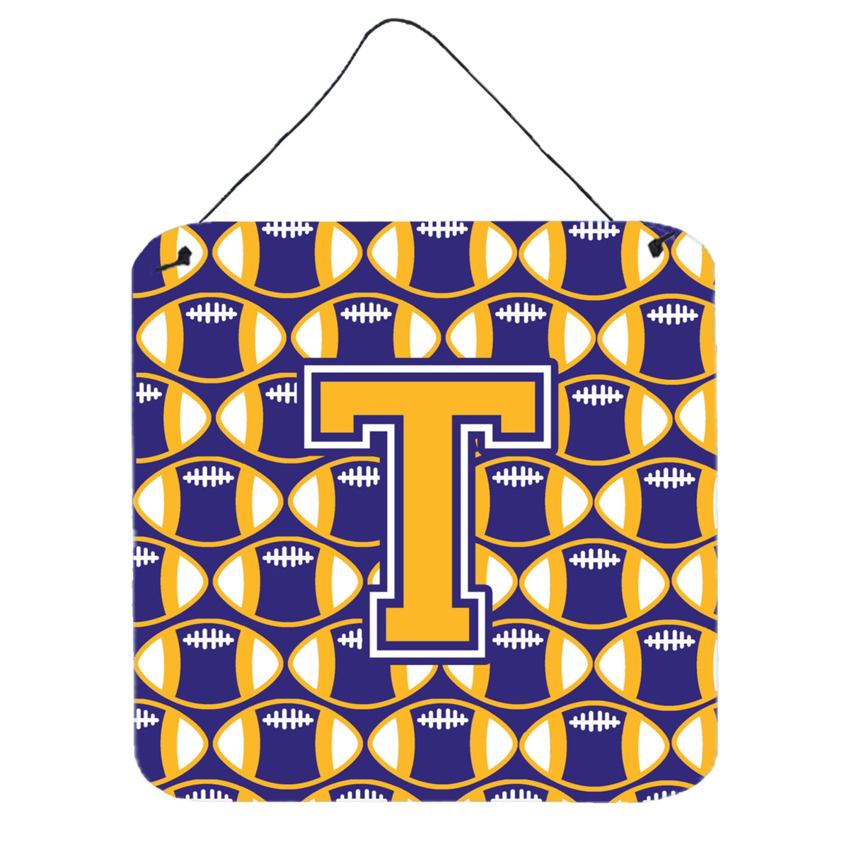 CarolineS Treasures Football Purple And Gold Letter T Wall Or Door Hanging Prints Cj1064Tds66, 6 Inch  Inch  H X 6 Inch  Inch  W