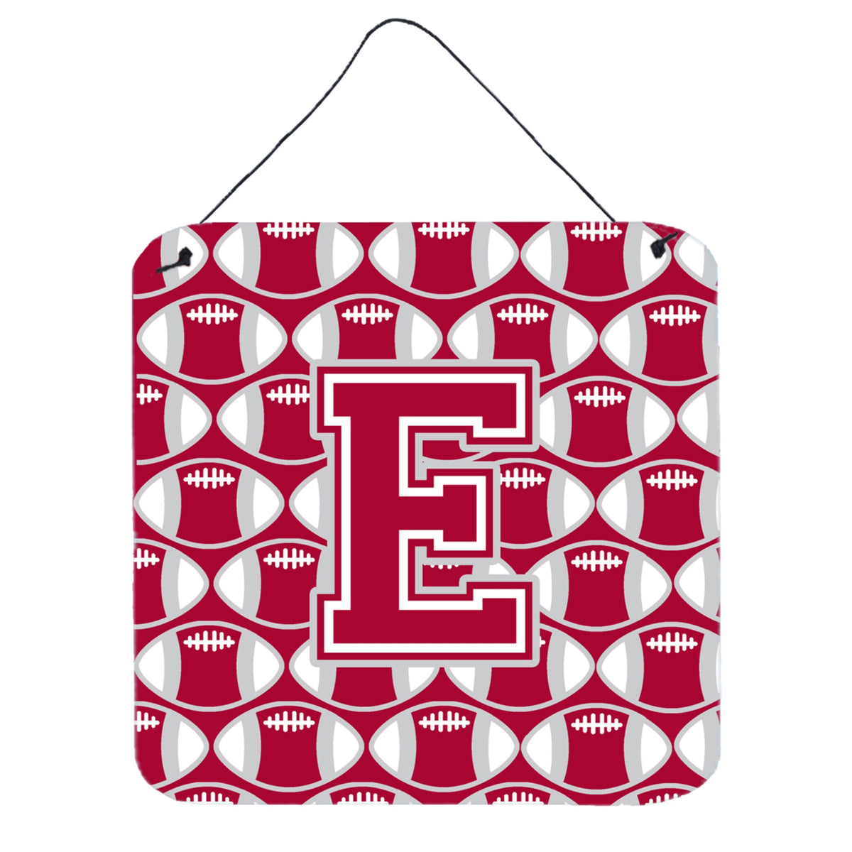 CarolineS Treasures Football Crimson, Grey And White Letter E Wall Or Door Hanging Prints Cj1065Eds66, 6 Inch  Inch  H X 6 Inch  Inch  W