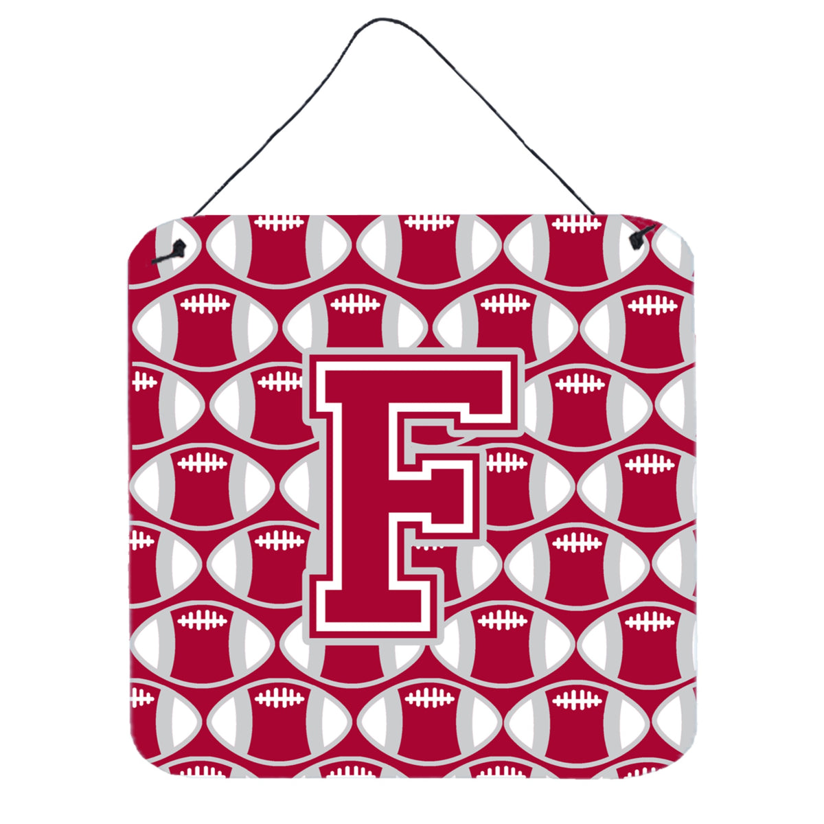 CarolineS Treasures Football Crimson, Grey And White Letter F Wall Or Door Hanging Prints Cj1065Fds66, 6 Inch  Inch  H X 6 Inch  Inch  W