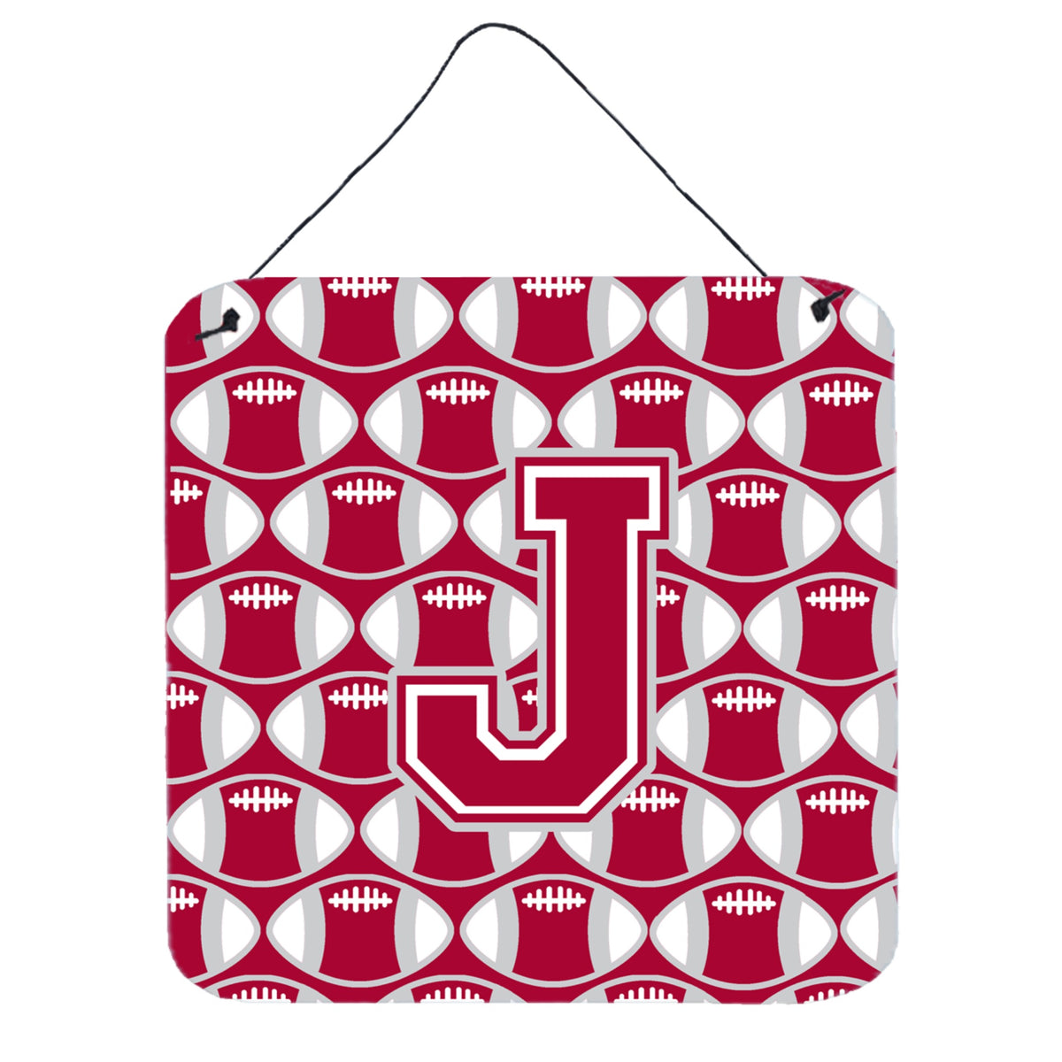 CarolineS Treasures Football Crimson, Grey And White Letter J Wall Or Door Hanging Prints Cj1065Jds66, 6 Inch  Inch  H X 6 Inch  Inch  W