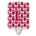 CarolineS Treasures Letter L Football Crimson, Grey And White Ceramic Night Light, 6X4, Multicolor