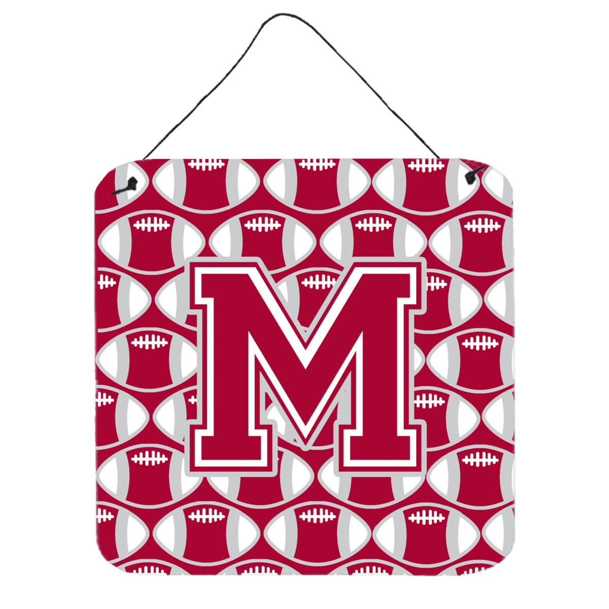 CarolineS Treasures Football Crimson, Grey And White Letter M Wall Or Door Hanging Prints Cj1065Mds66, 6 Inch  Inch  H X 6 Inch  Inch  W