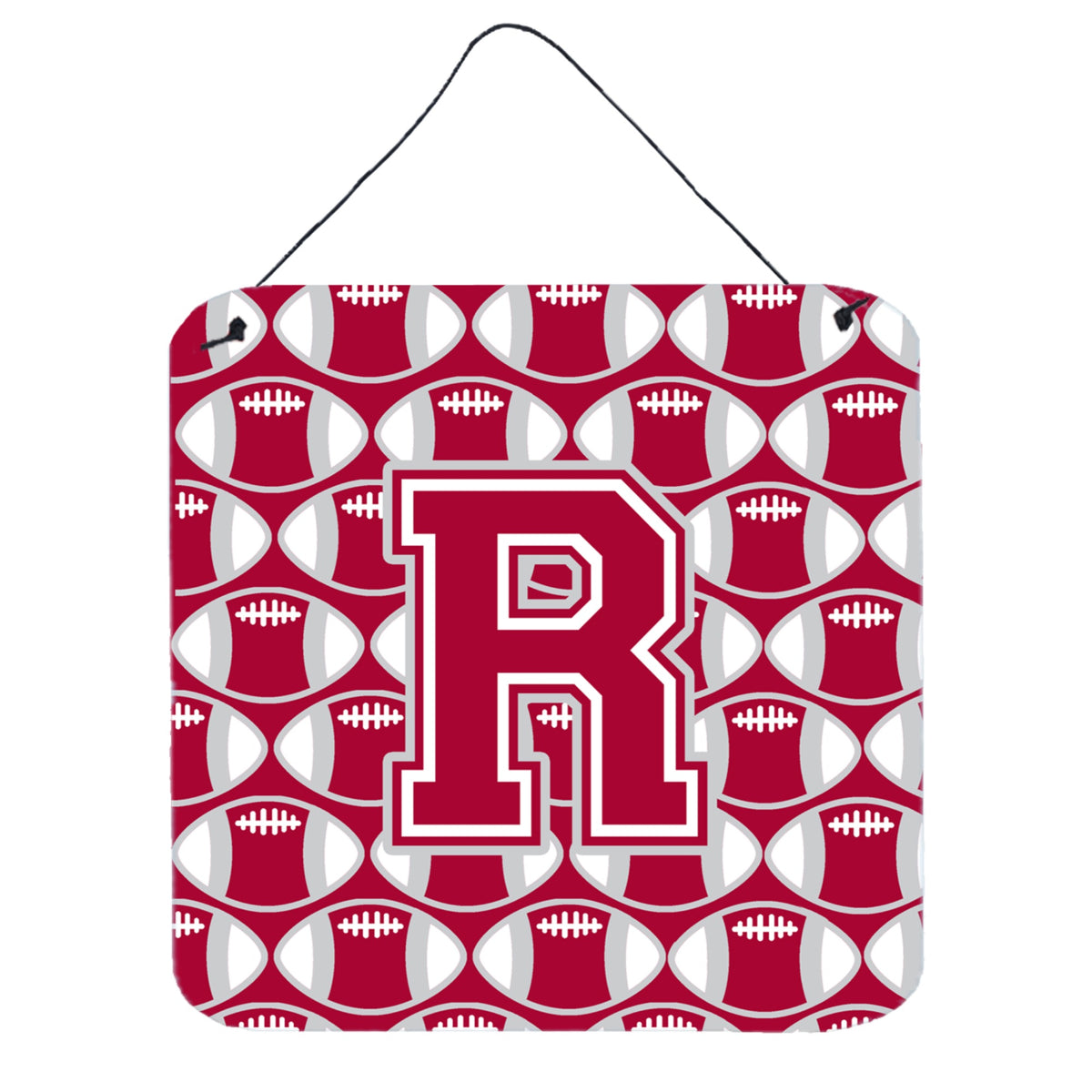 CarolineS Treasures Football Crimson, Grey And White Letter R Wall Or Door Hanging Prints Cj1065Rds66, 6 Inch  Inch  H X 6 Inch  Inch  W