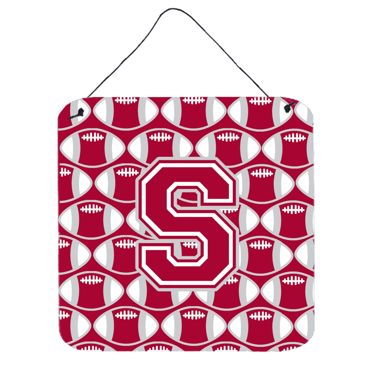 CarolineS Treasures Football Crimson, Grey And White Letter S Wall Or Door Hanging Prints Cj1065Sds66, 6 Inch  Inch  H X 6 Inch  Inch  W