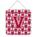 CarolineS Treasures Football Crimson, Grey And White Letter V Wall Or Door Hanging Prints Cj1065Vds66, 6 Inch  Inch  H X 6 Inch  Inch  W
