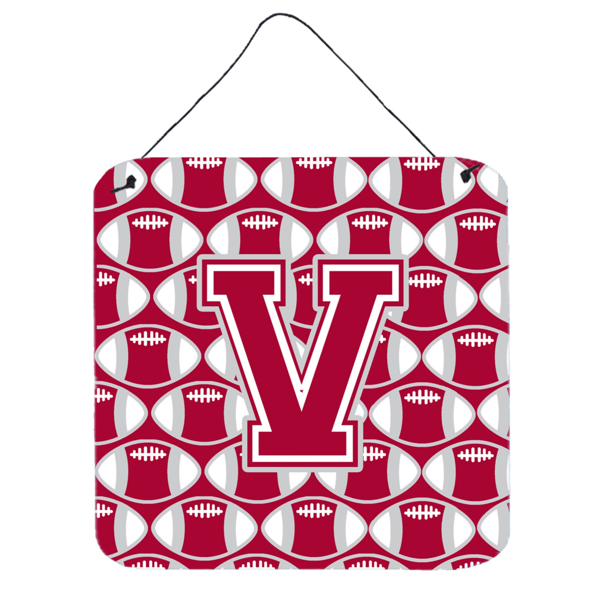 CarolineS Treasures Football Crimson, Grey And White Letter V Wall Or Door Hanging Prints Cj1065Vds66, 6 Inch  Inch  H X 6 Inch  Inch  W
