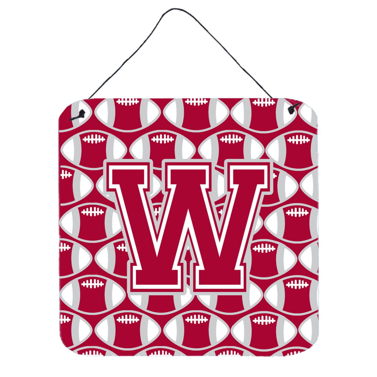 CarolineS Treasures Football Crimson, Grey And White Letter W Wall Or Door Hanging Prints Cj1065Wds66, 6 Inch  Inch  H X 6 Inch  Inch  W