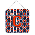 CarolineS Treasures Football Orange, Blue And White Letter C Wall Or Door Hanging Prints Cj1066Cds66, 6 Inch  Inch  H X 6 Inch  Inch  W