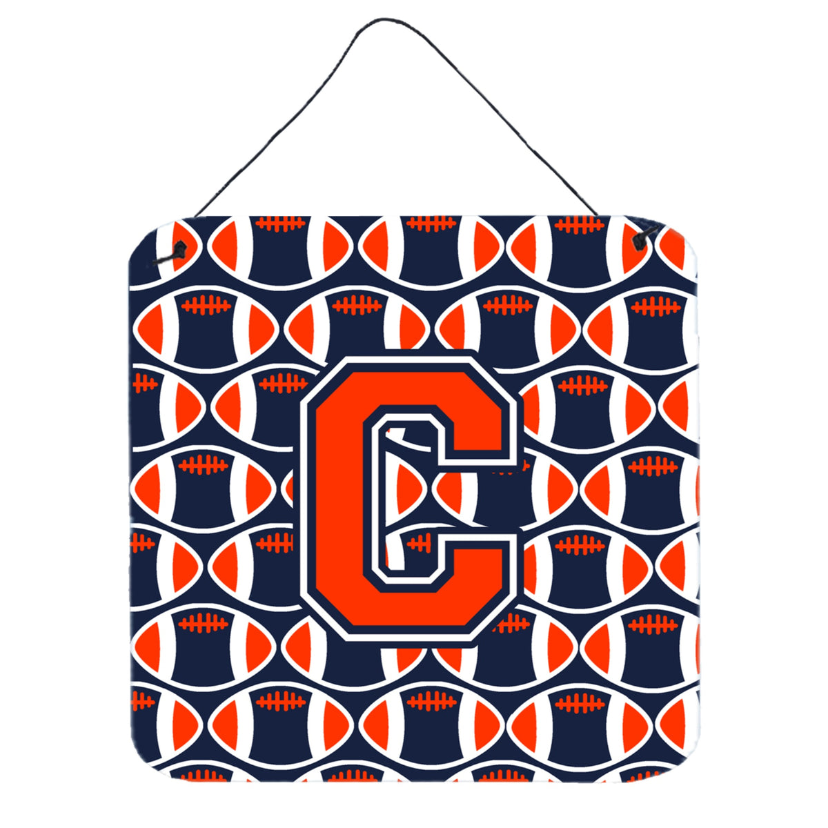CarolineS Treasures Football Orange, Blue And White Letter C Wall Or Door Hanging Prints Cj1066Cds66, 6 Inch  Inch  H X 6 Inch  Inch  W