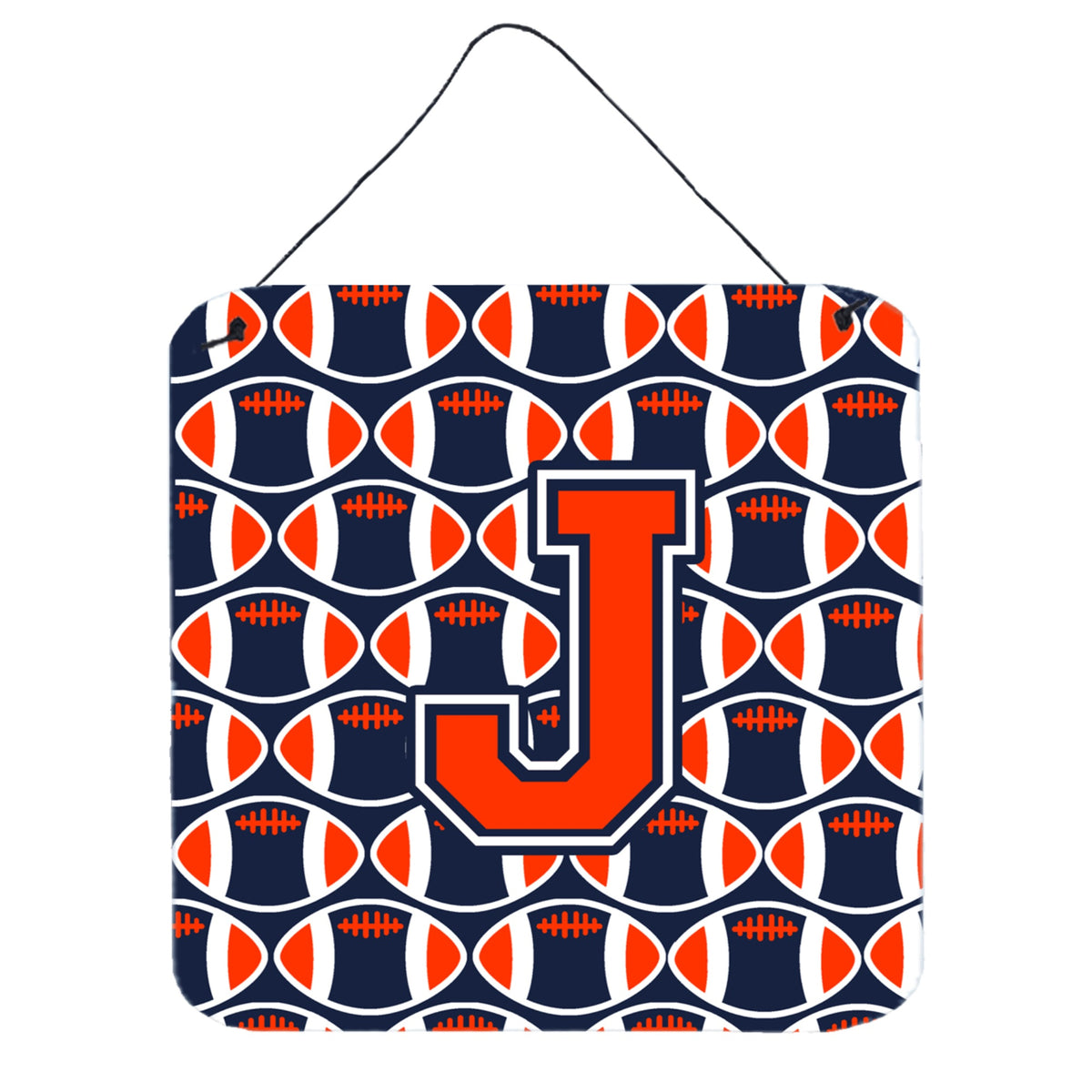 CarolineS Treasures Football Orange, Blue And White Letter J Wall Or Door Hanging Prints Cj1066Jds66, 6 Inch  Inch  H X 6 Inch  Inch  W