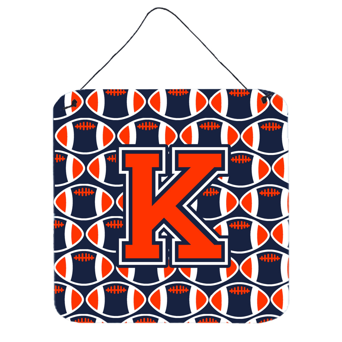 CarolineS Treasures Football Orange, Blue And White Letter K Wall Or Door Hanging Prints Cj1066Kds66, 6 Inch  Inch  H X 6 Inch  Inch  W