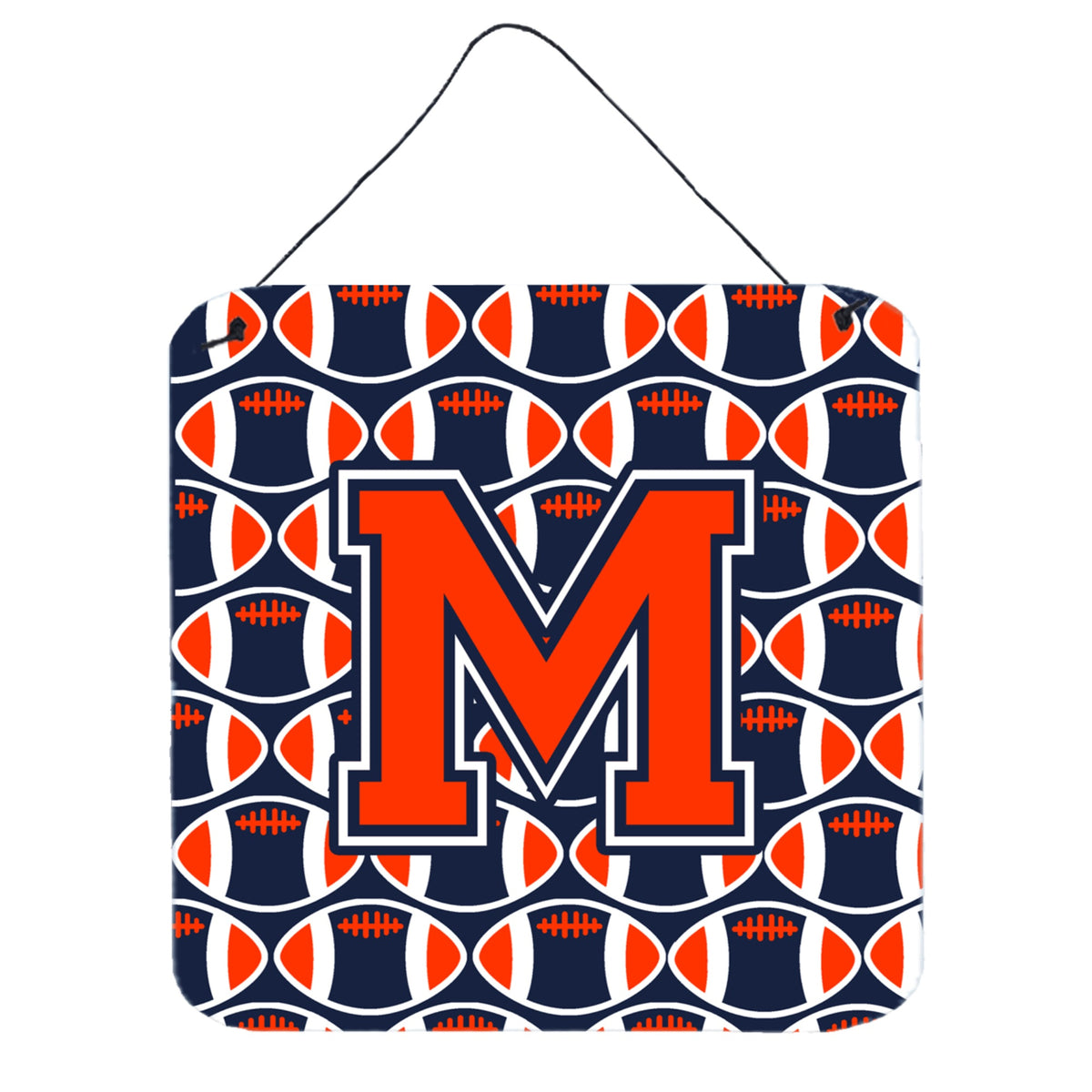 CarolineS Treasures Football Orange, Blue And White Letter M Wall Or Door Hanging Prints Cj1066Mds66, 6 Inch  Inch  H X 6 Inch  Inch  W