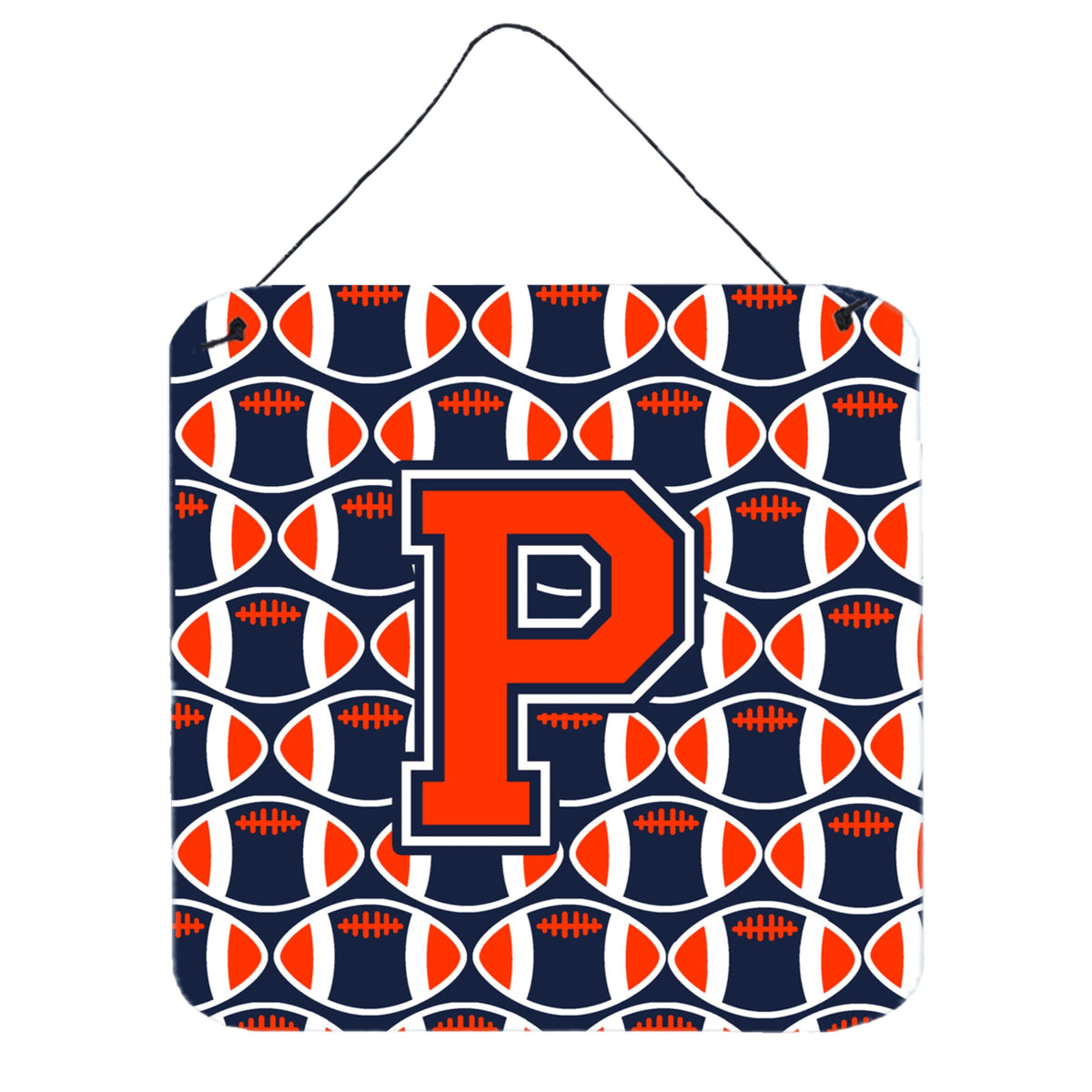 CarolineS Treasures Football Orange, Blue And White Letter P Wall Or Door Hanging Prints Cj1066Pds66, 6 Inch  Inch  H X 6 Inch  Inch  W