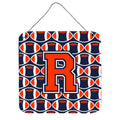 CarolineS Treasures Football Orange, Blue And White Letter R Wall Or Door Hanging Prints Cj1066Rds66, 6 Inch  Inch  H X 6 Inch  Inch  W