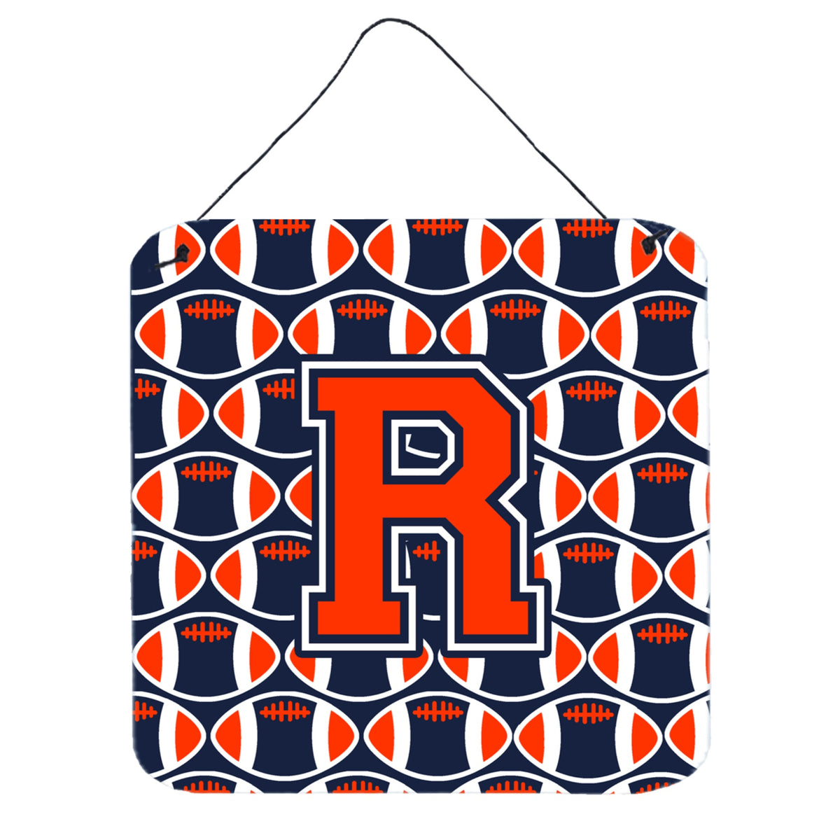CarolineS Treasures Football Orange, Blue And White Letter R Wall Or Door Hanging Prints Cj1066Rds66, 6 Inch  Inch  H X 6 Inch  Inch  W