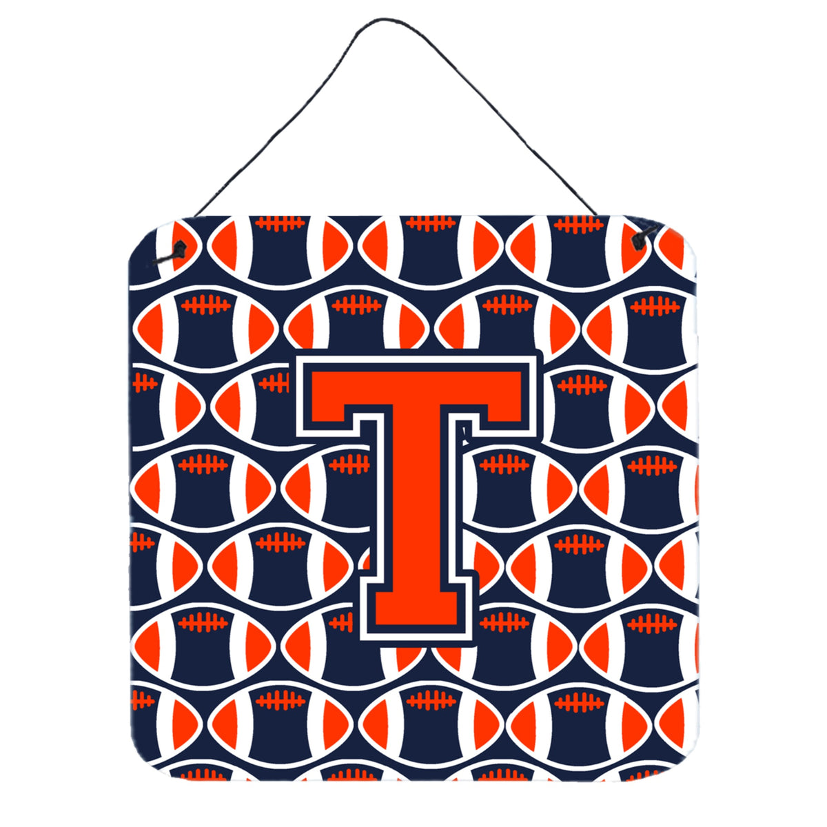 CarolineS Treasures Football Orange, Blue And White Letter T Wall Or Door Hanging Prints Cj1066Tds66, 6 Inch  Inch  H X 6 Inch  Inch  W