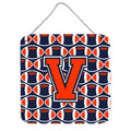 CarolineS Treasures Football Orange, Blue And White Letter V Wall Or Door Hanging Prints Cj1066Vds66, 6 Inch  Inch  H X 6 Inch  Inch  W