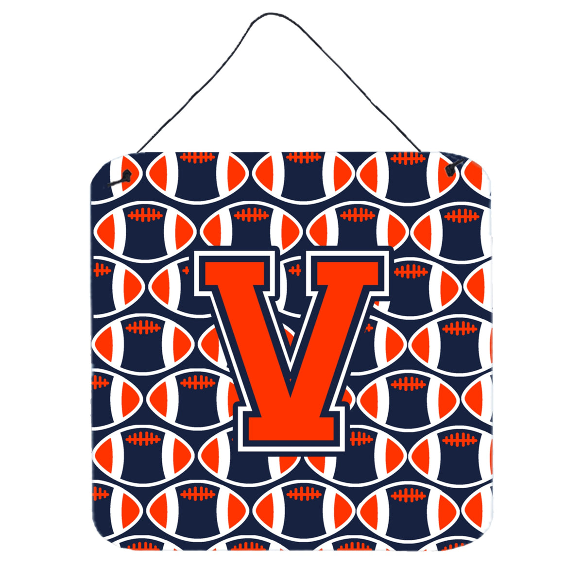 CarolineS Treasures Football Orange, Blue And White Letter V Wall Or Door Hanging Prints Cj1066Vds66, 6 Inch  Inch  H X 6 Inch  Inch  W
