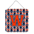 CarolineS Treasures Football Orange, Blue And White Letter W Wall Or Door Hanging Prints Cj1066Wds66, 6 Inch  Inch  H X 6 Inch  Inch  W