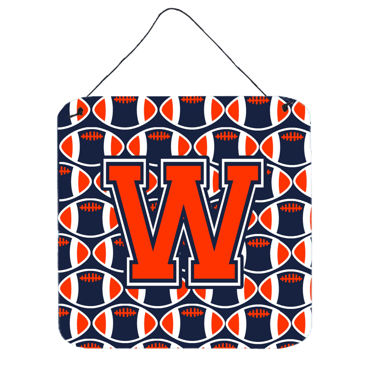 CarolineS Treasures Football Orange, Blue And White Letter W Wall Or Door Hanging Prints Cj1066Wds66, 6 Inch  Inch  H X 6 Inch  Inch  W