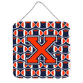 CarolineS Treasures Football Orange, Blue And White Letter X Wall Or Door Hanging Prints Cj1066Xds66, 6 Inch  Inch  H X 6 Inch  Inch  W