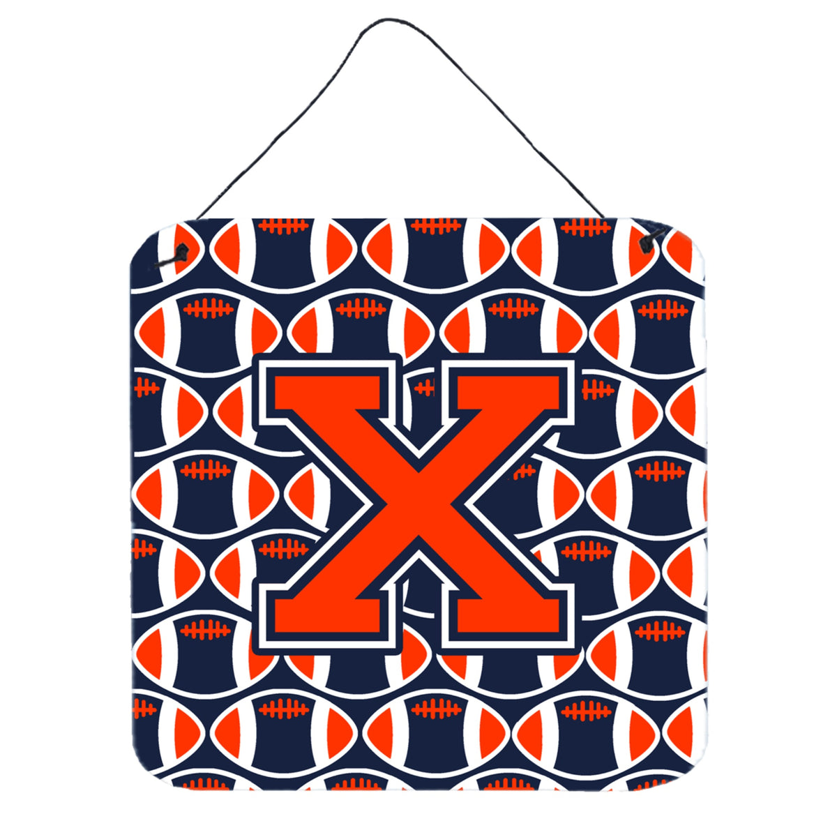 CarolineS Treasures Football Orange, Blue And White Letter X Wall Or Door Hanging Prints Cj1066Xds66, 6 Inch  Inch  H X 6 Inch  Inch  W