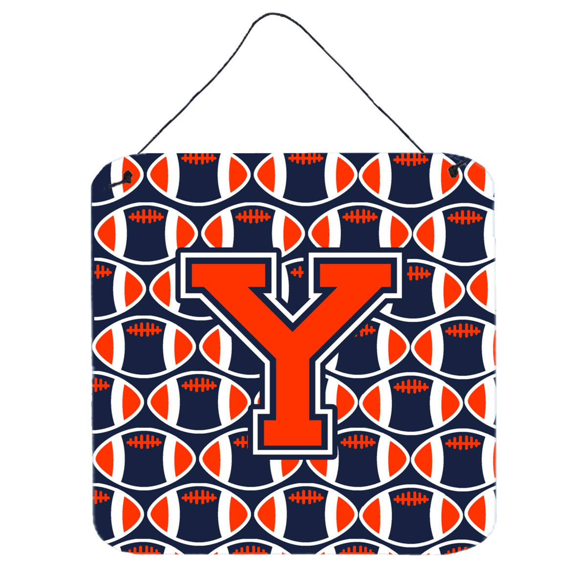 CarolineS Treasures Football Orange, Blue And White Letter Y Wall Or Door Hanging Prints Cj1066Yds66, 6 Inch  Inch  H X 6 Inch  Inch  W