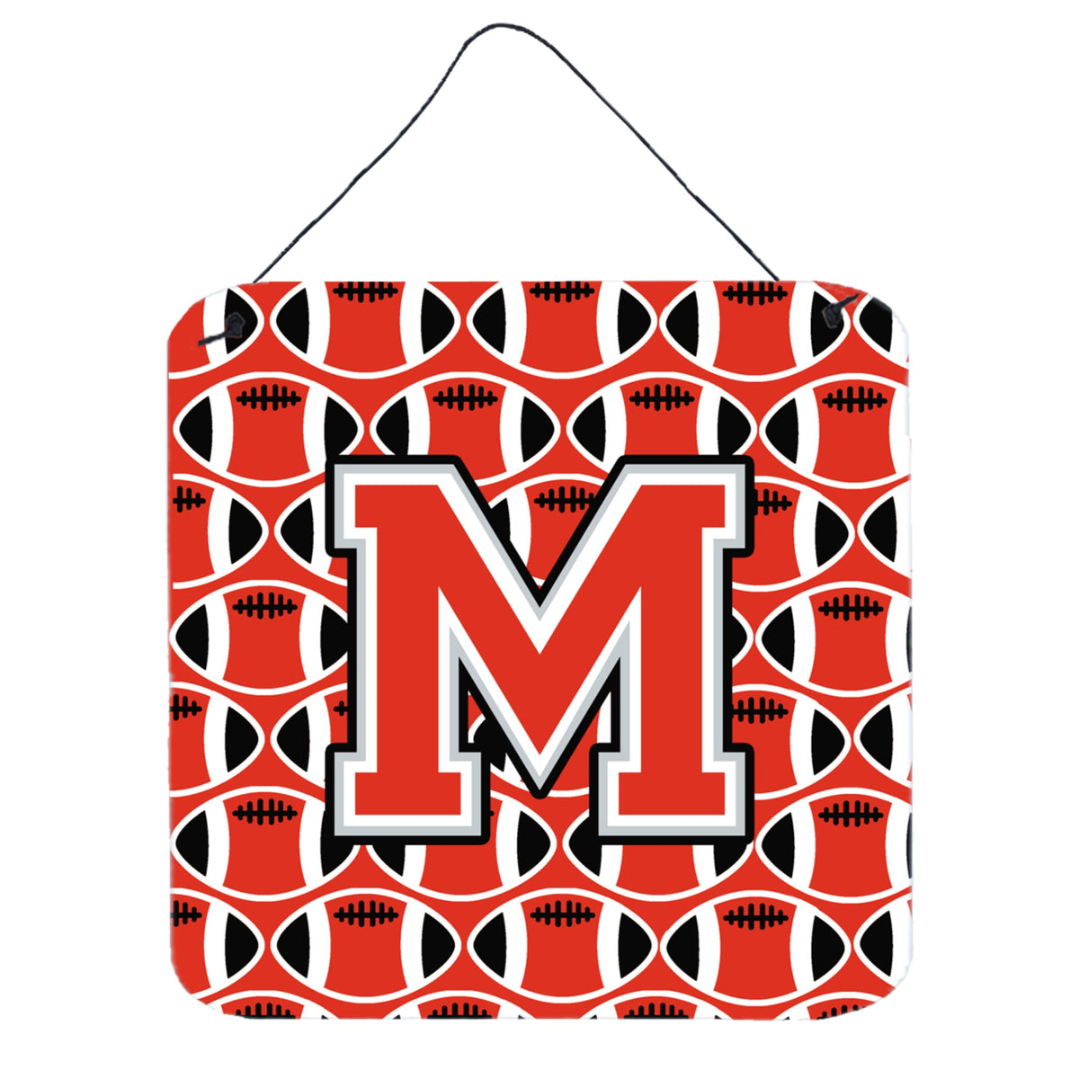 CarolineS Treasures Football Scarlet And Grey Letter M Wall Or Door Hanging Prints Cj1067Mds66, 6 Inch  Inch  H X 6 Inch  Inch  W