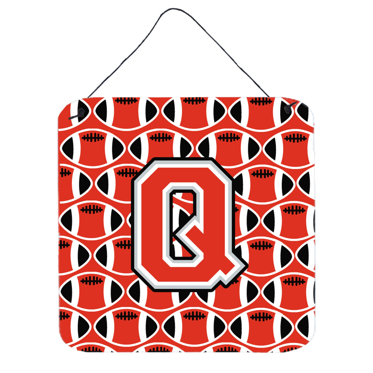CarolineS Treasures Football Scarlet And Grey Letter Q Wall Or Door Hanging Prints Cj1067Qds66, 6 Inch  Inch  H X 6 Inch  Inch  W