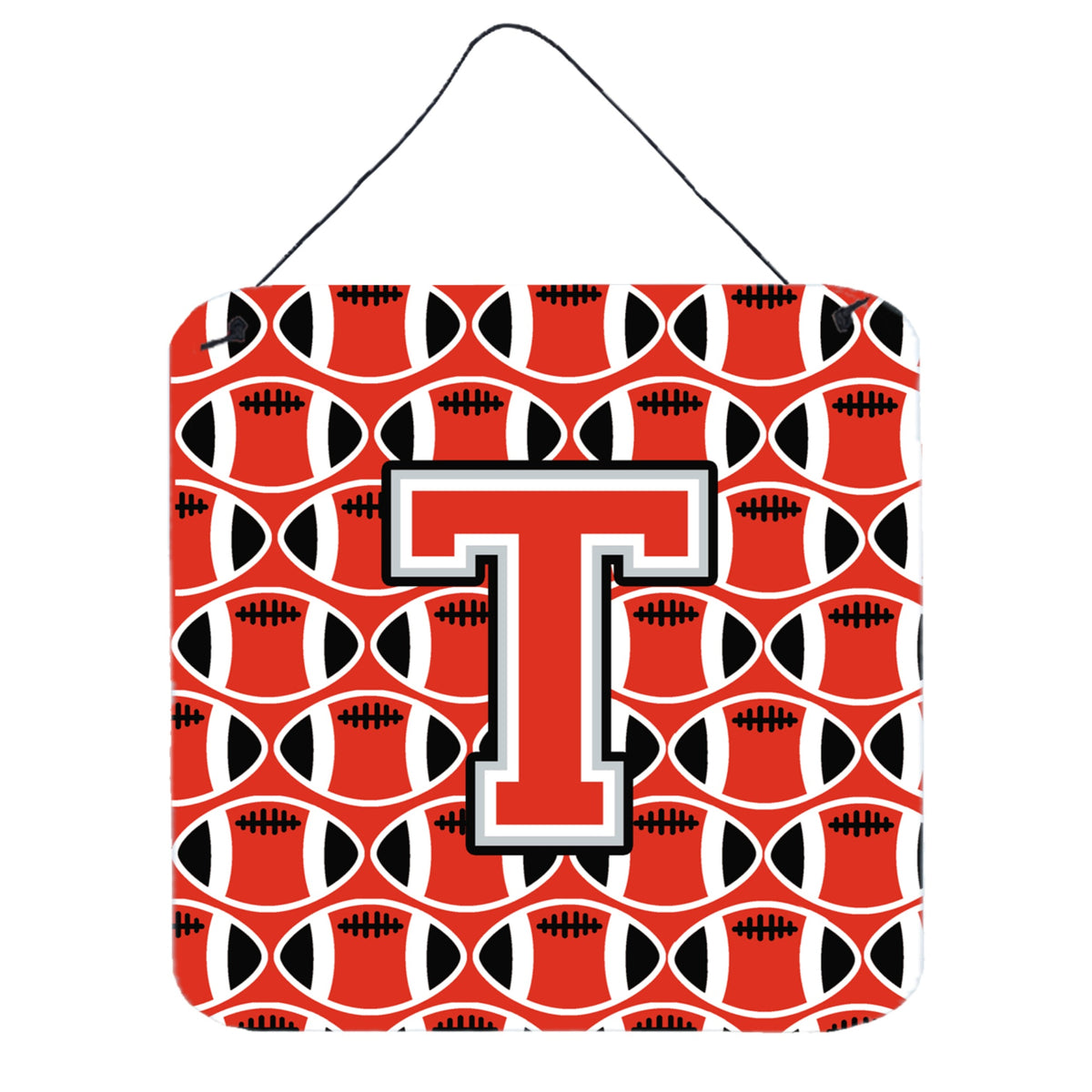 CarolineS Treasures Football Scarlet And Grey Letter T Wall Or Door Hanging Prints Cj1067Tds66, 6 Inch  Inch  H X 6 Inch  Inch  W
