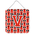 CarolineS Treasures Football Scarlet And Grey Letter V Wall Or Door Hanging Prints Cj1067Vds66, 6 Inch  Inch  H X 6 Inch  Inch  W