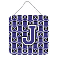 CarolineS Treasures Football Purple And White Letter J Wall Or Door Hanging Prints Cj1068Jds66, 6 Inch  Inch  H X 6 Inch  Inch  W