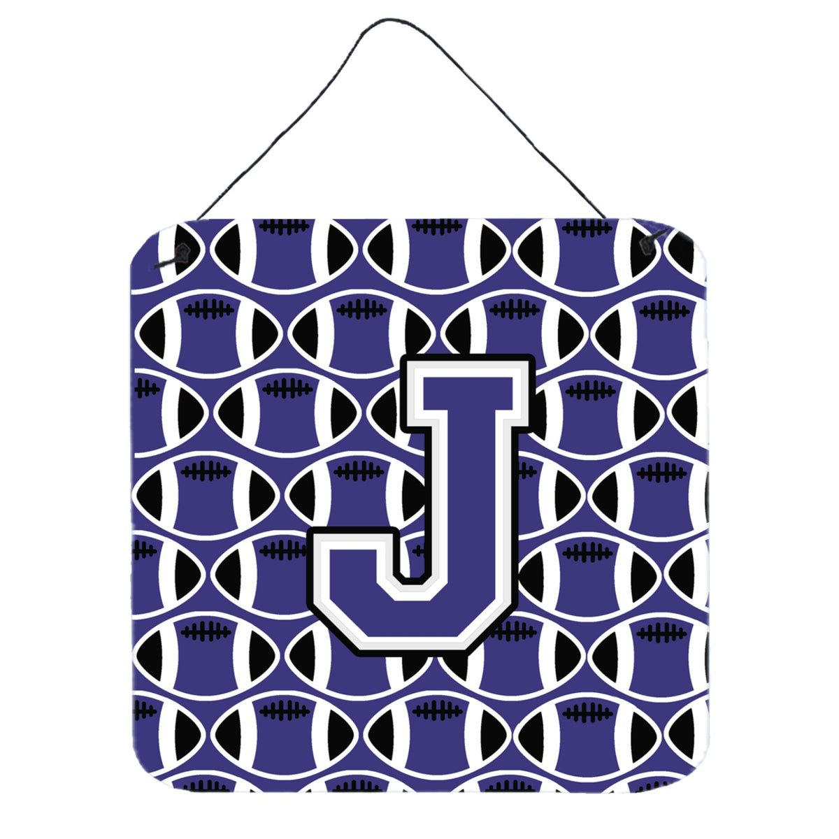 CarolineS Treasures Football Purple And White Letter J Wall Or Door Hanging Prints Cj1068Jds66, 6 Inch  Inch  H X 6 Inch  Inch  W