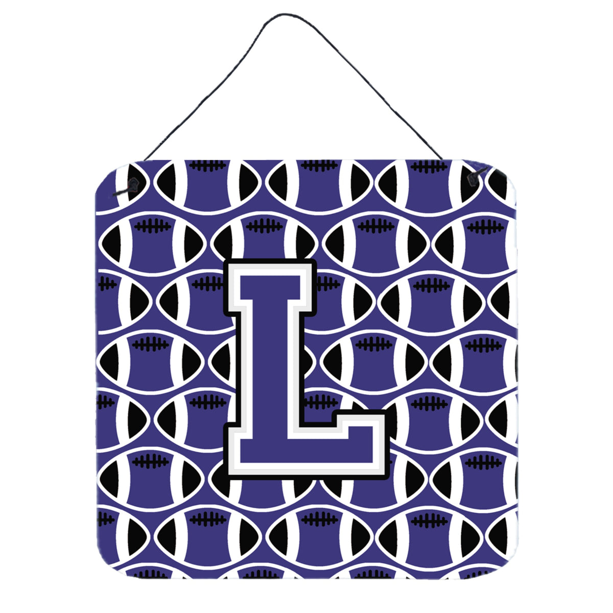 CarolineS Treasures Football Purple And White Letter L Wall Or Door Hanging Prints Cj1068Lds66, 6 Inch  Inch  H X 6 Inch  Inch  W