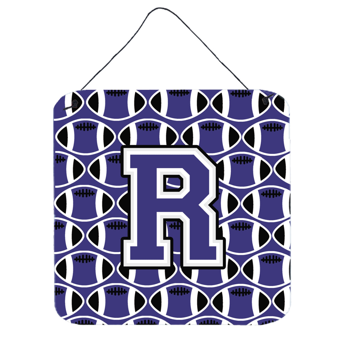 CarolineS Treasures Football Purple And White Letter R Wall Or Door Hanging Prints Cj1068Rds66, 6 Inch  Inch  H X 6 Inch  Inch  W