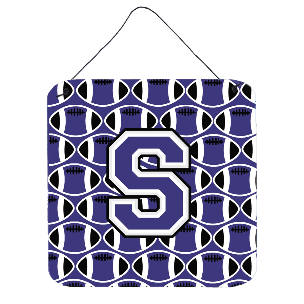 CarolineS Treasures Football Purple And White Letter S Wall Or Door Hanging Prints Cj1068Sds66, 6 Inch  Inch  H X 6 Inch  Inch  W