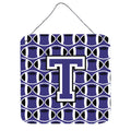 CarolineS Treasures Football Purple And White Letter T Wall Or Door Hanging Prints Cj1068Tds66, 6 Inch  Inch  H X 6 Inch  Inch  W