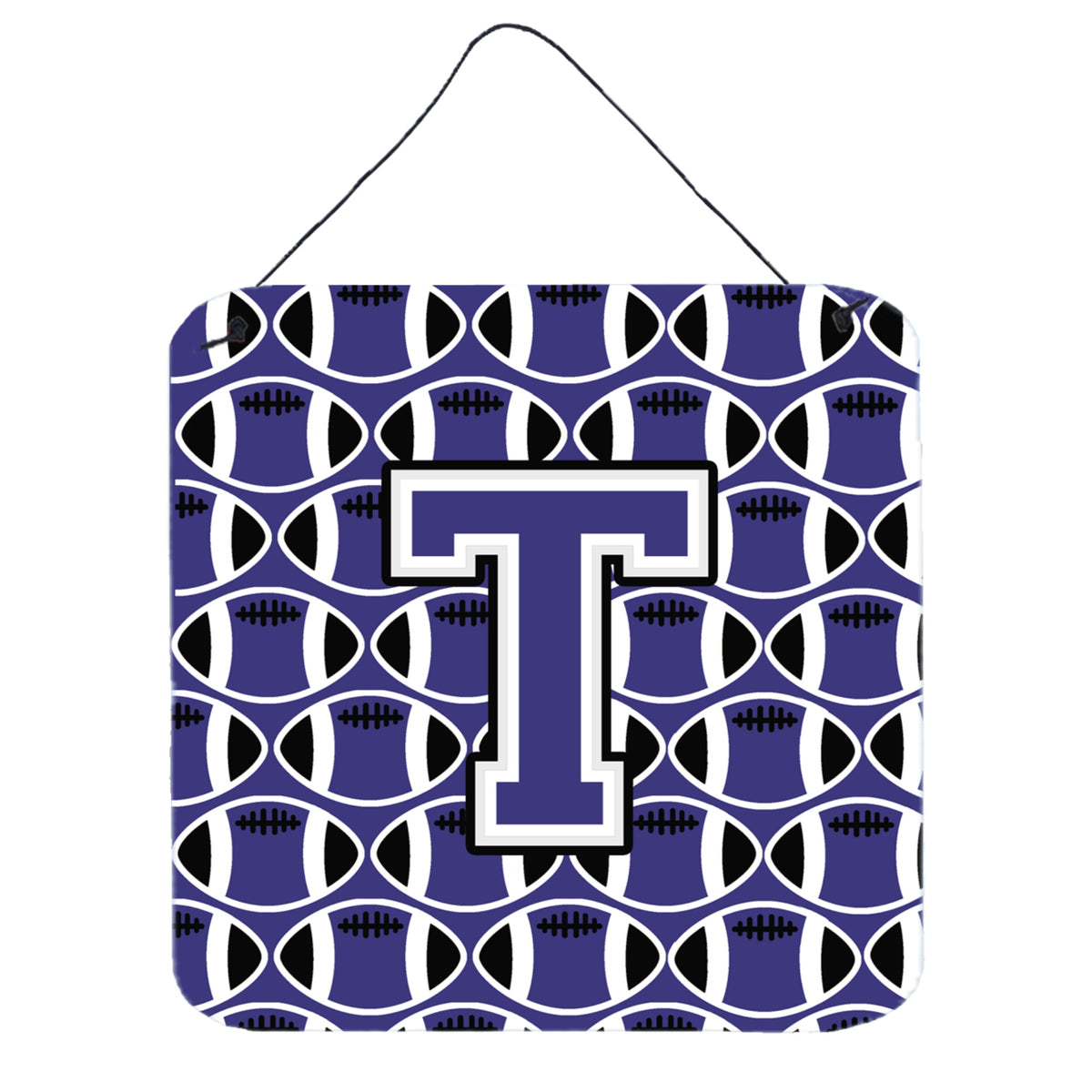 CarolineS Treasures Football Purple And White Letter T Wall Or Door Hanging Prints Cj1068Tds66, 6 Inch  Inch  H X 6 Inch  Inch  W