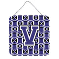 CarolineS Treasures Football Purple And White Letter V Wall Or Door Hanging Prints Cj1068Vds66, 6 Inch  Inch  H X 6 Inch  Inch  W