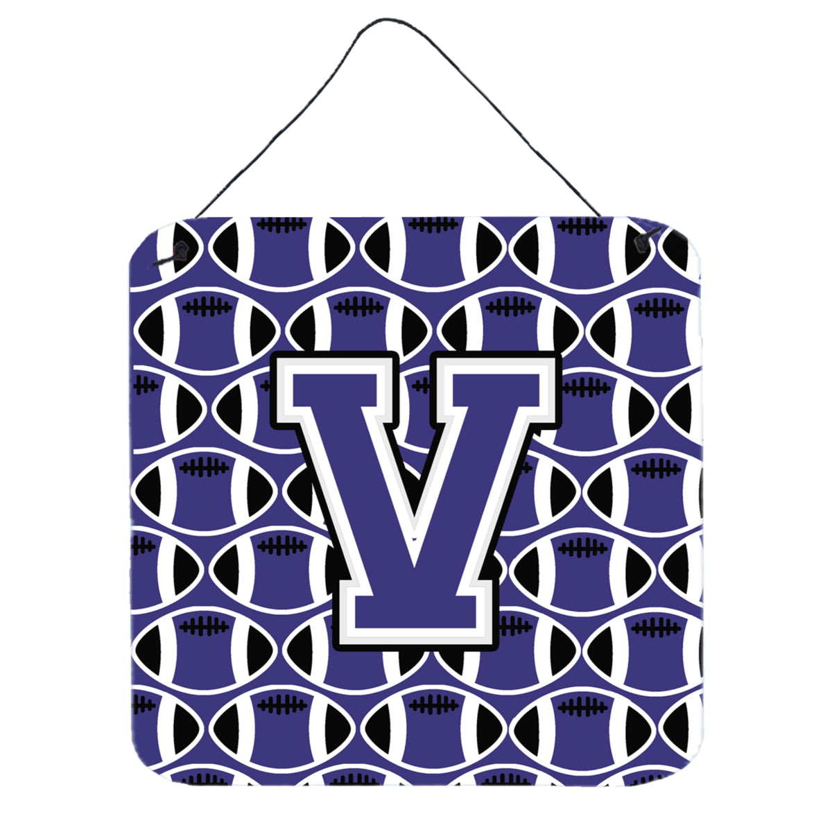 CarolineS Treasures Football Purple And White Letter V Wall Or Door Hanging Prints Cj1068Vds66, 6 Inch  Inch  H X 6 Inch  Inch  W