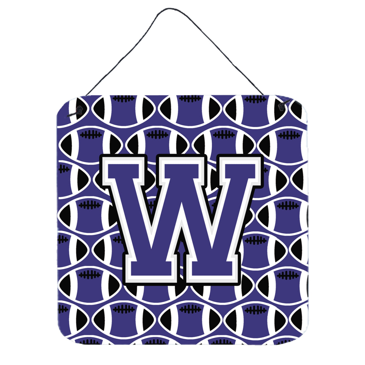 CarolineS Treasures Football Purple And White Letter W Wall Or Door Hanging Prints Cj1068Wds66, 6 Inch  Inch  H X 6 Inch  Inch  W