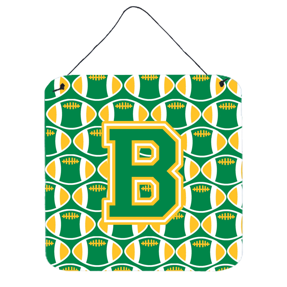 CarolineS Treasures Football Green And Gold Letter B Wall Or Door Hanging Prints Cj1069Bds66, 6 Inch  Inch  H X 6 Inch  Inch  W