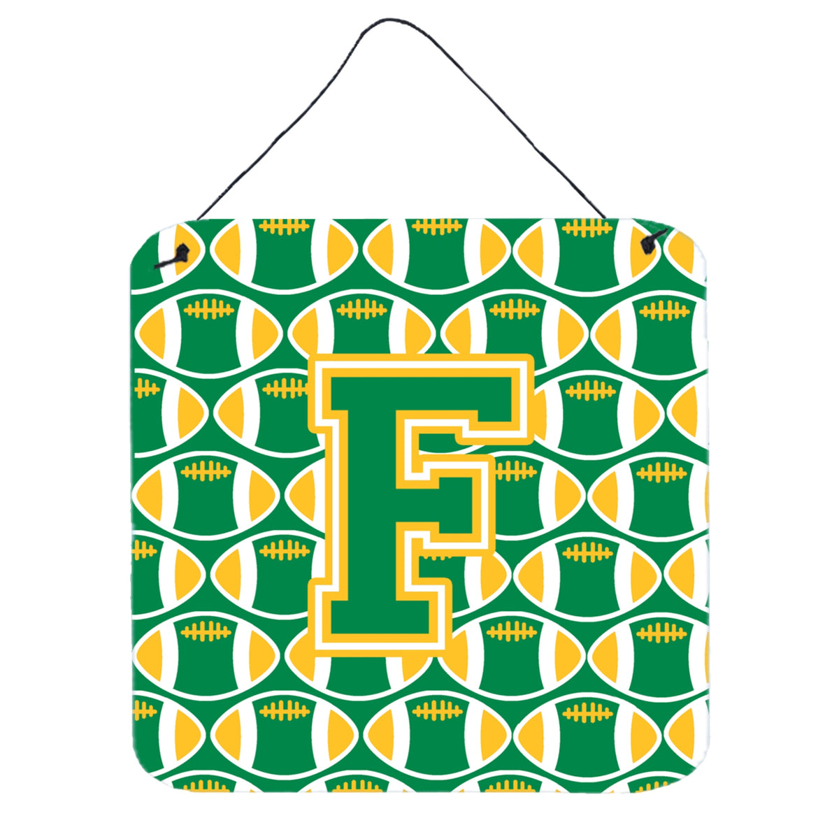 CarolineS Treasures Football Green And Gold Letter F Wall Or Door Hanging Prints Cj1069Fds66, 6 Inch  Inch  H X 6 Inch  Inch  W